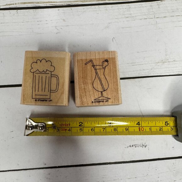 Stampin Up! Cheers To You Wood Mounted Rubber Stamps Set of 6 Cocktail Beer Wine - Picture 4 of 12